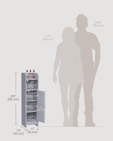 VASAGLE corner cabinet dove gray adjustable shelves behind the door