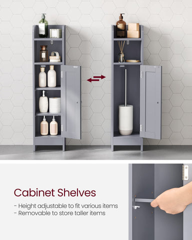 VASAGLE corner cabinet dove gray bottom door concealing toilet paper