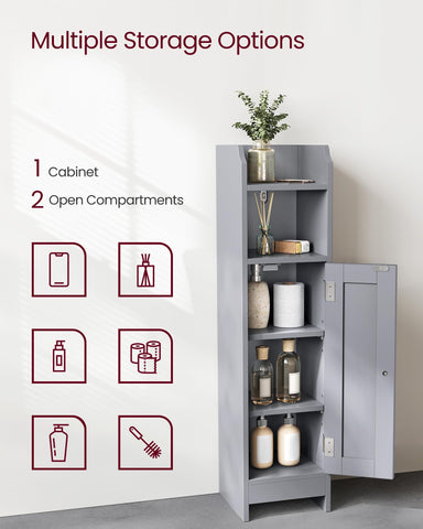 VASAGLE corner cabinet dove gray middle shelf for toiletries