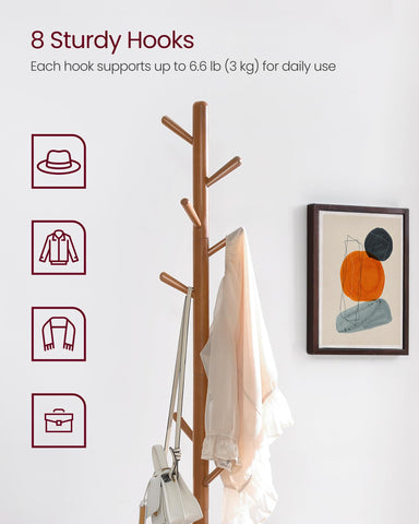 VASAGLE rubberwood pole highlights sturdy construction for long-lasting use.