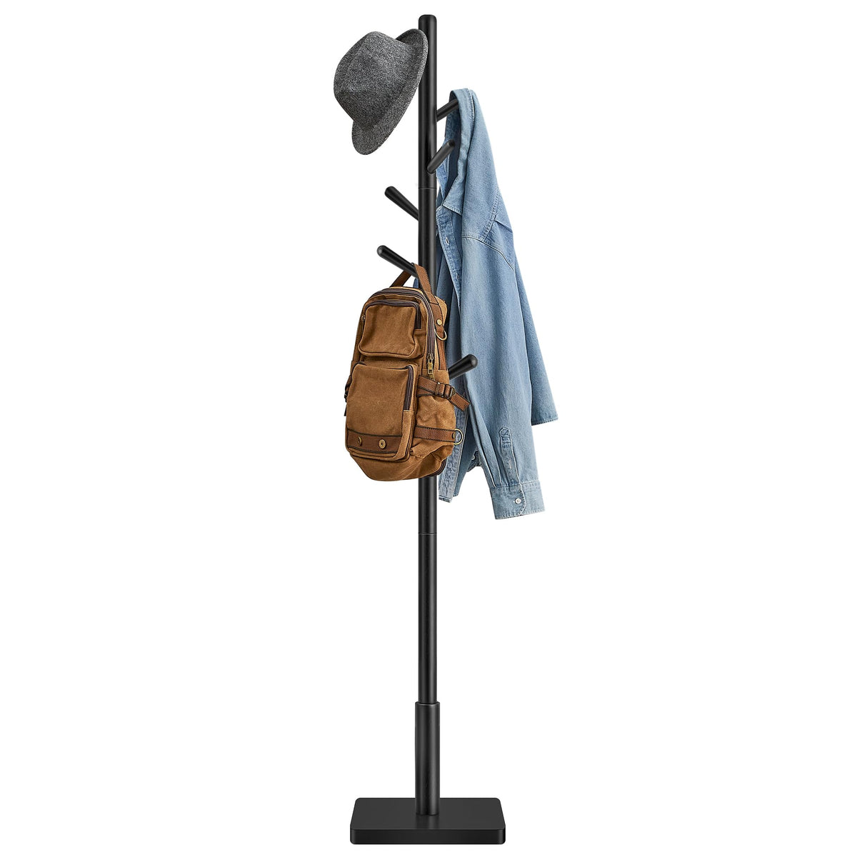 VASAGLE Solid Wood Coat Rack with 8 hooks offers versatile storage for coats.