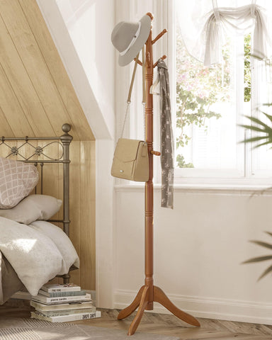 VASAGLE solid wood frame with natural texture and curved base.