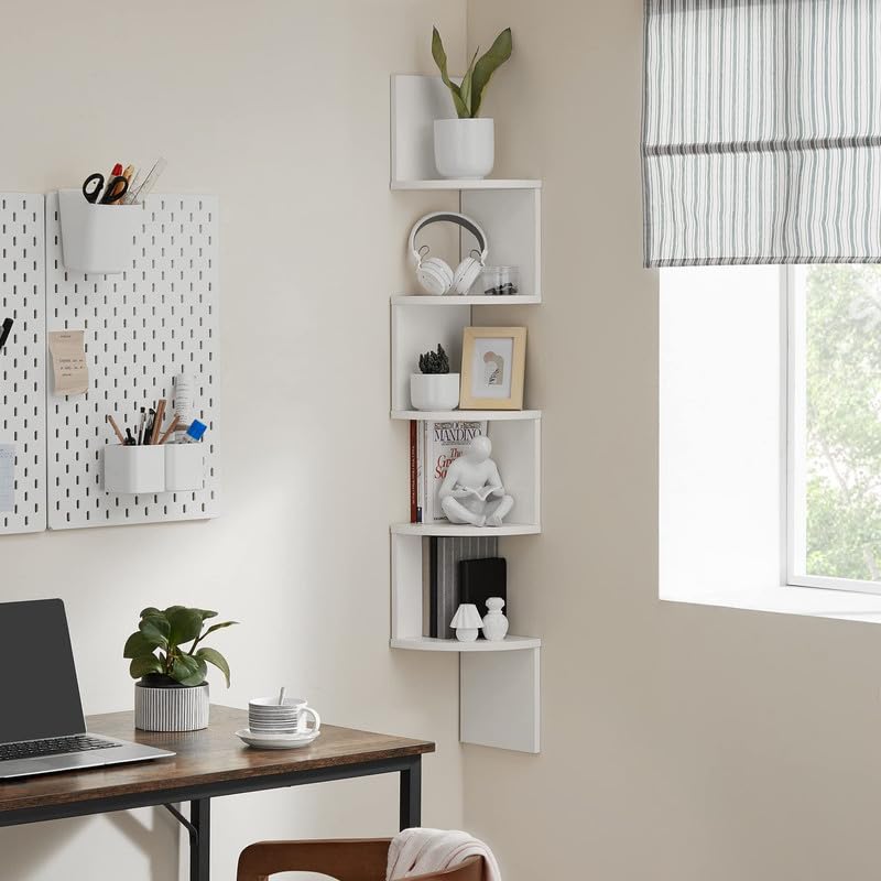VASAGLE space-saving shelf 5-tier maximizes small spaces for display and storage.