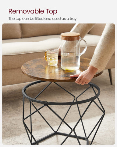 VASAGLE steel-frame detail emphasizes sturdy construction and geometric base.