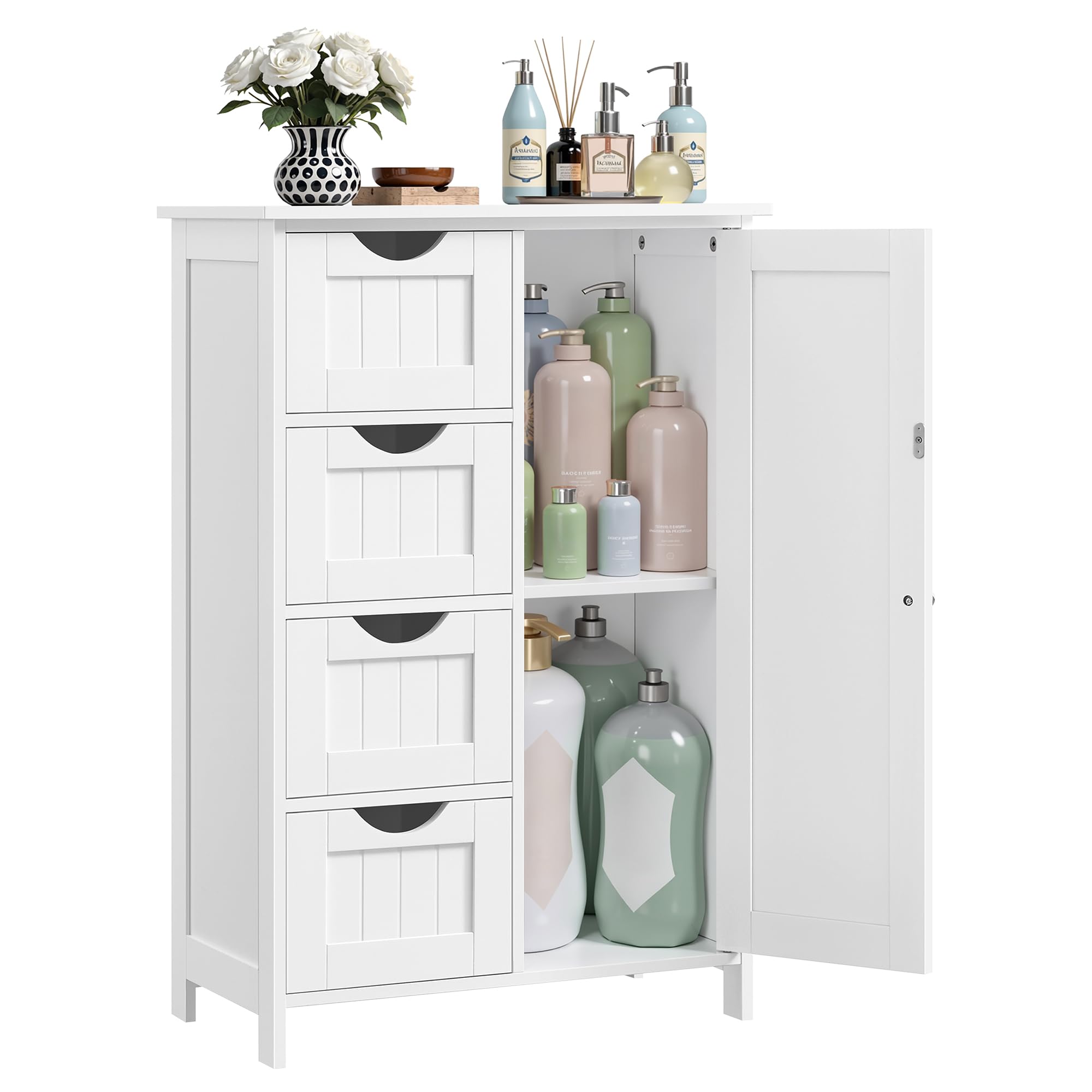 VASAGLE storage cabinet with drawers front view for organized daily use.