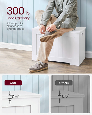 VASAGLE storage chest bench end view with convenient side handles