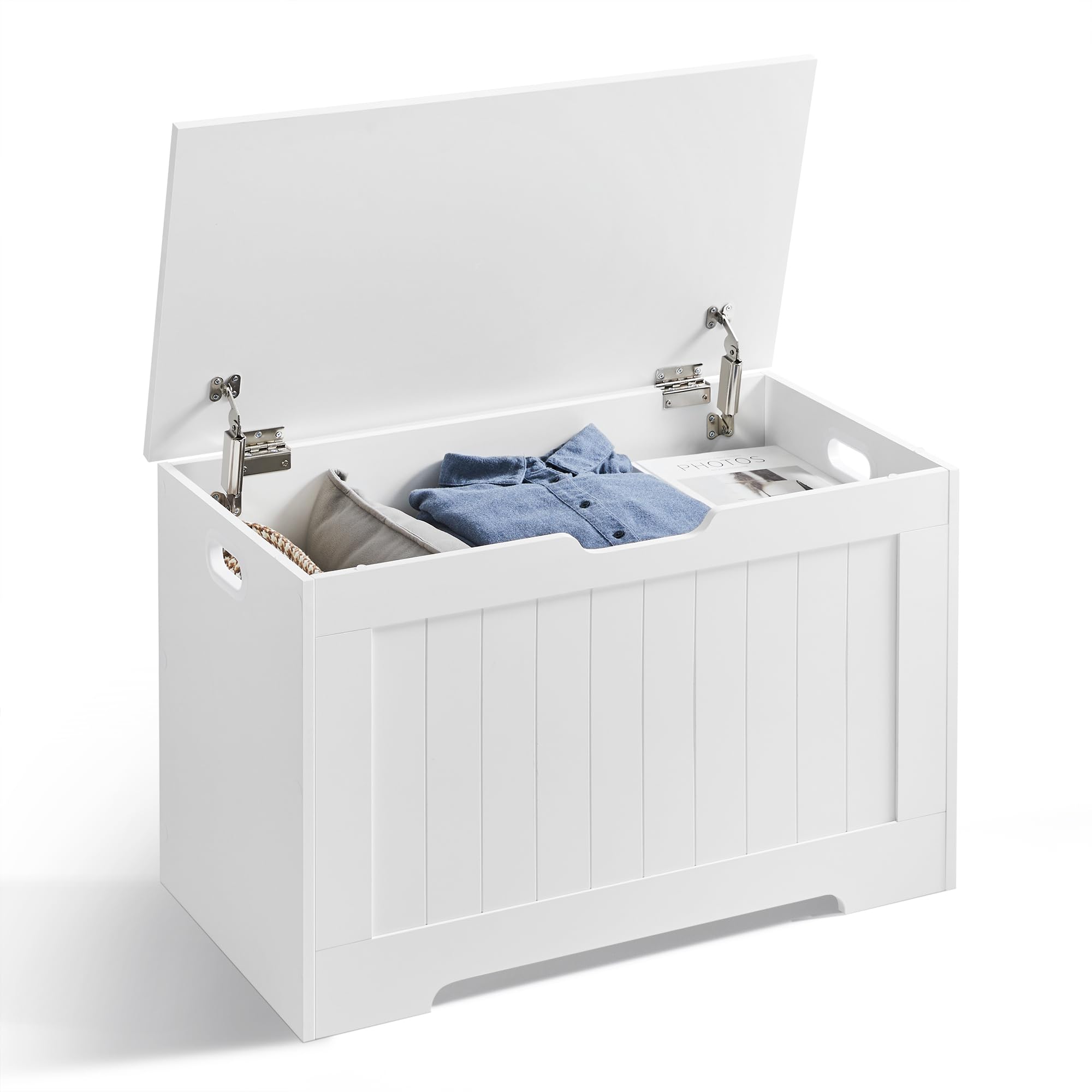 VASAGLE storage chest bench front view with large hidden storage for blankets