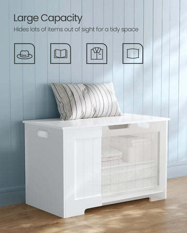 VASAGLE storage chest bench lid close with safe, quiet hinge action