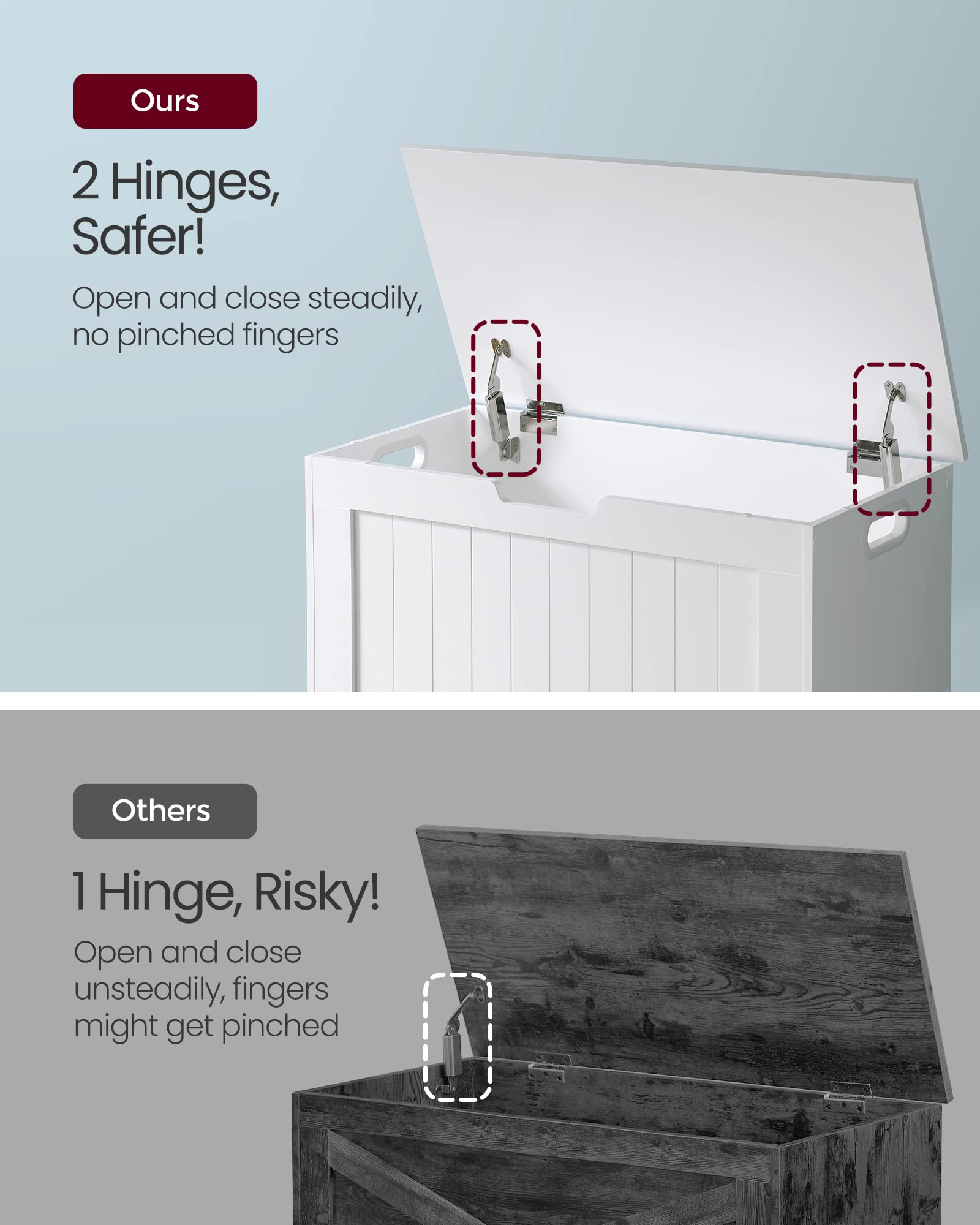 VASAGLE storage chest bench open interior showing ample organization space