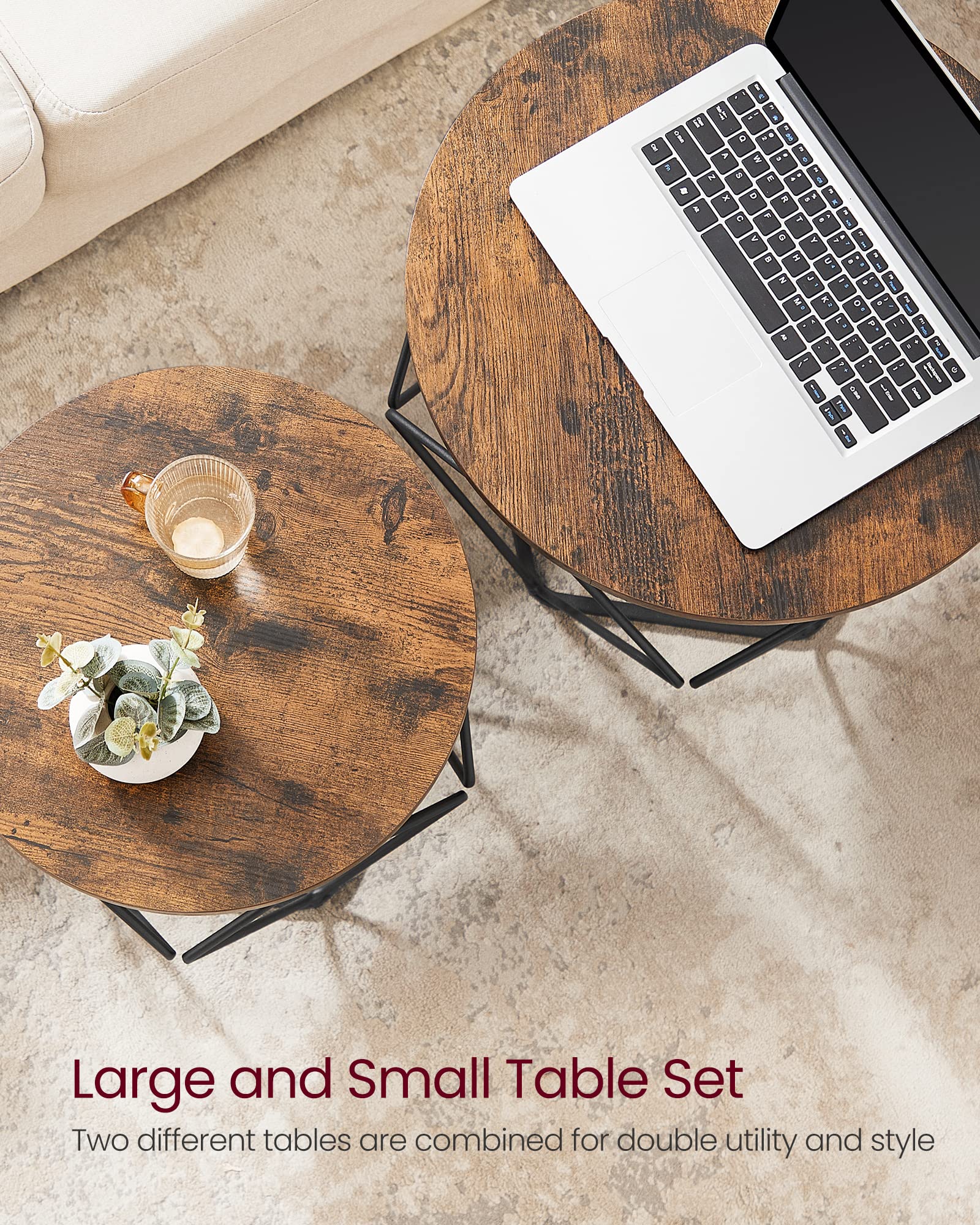 VASAGLE stable design supports daily cups and decor items.