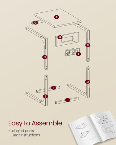 Sturdy particleboard surface with steel frame in VASAGLE table