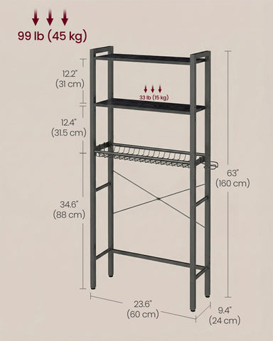 VASAGLE sturdy steel and MDF construction supports daily bathroom use.