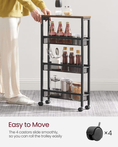 VASAGLE sturdy steel frame ensures durable kitchen organization.