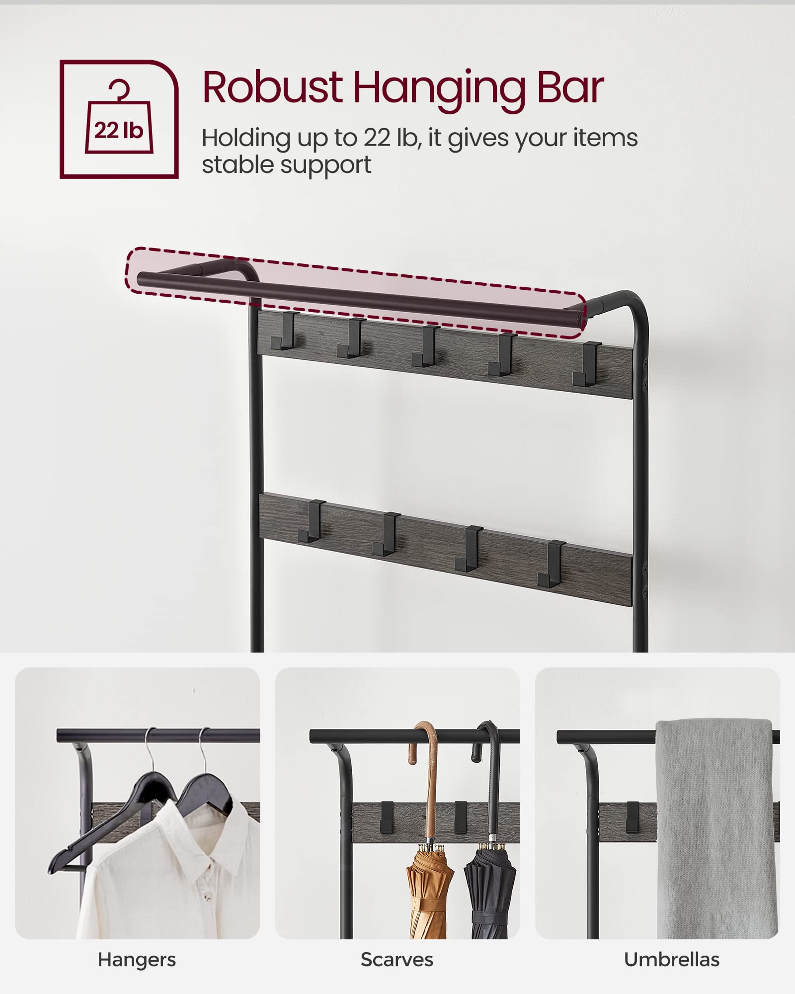 VASAGLE sturdy steel frame and 1.5-inch legs ensure durable stability.