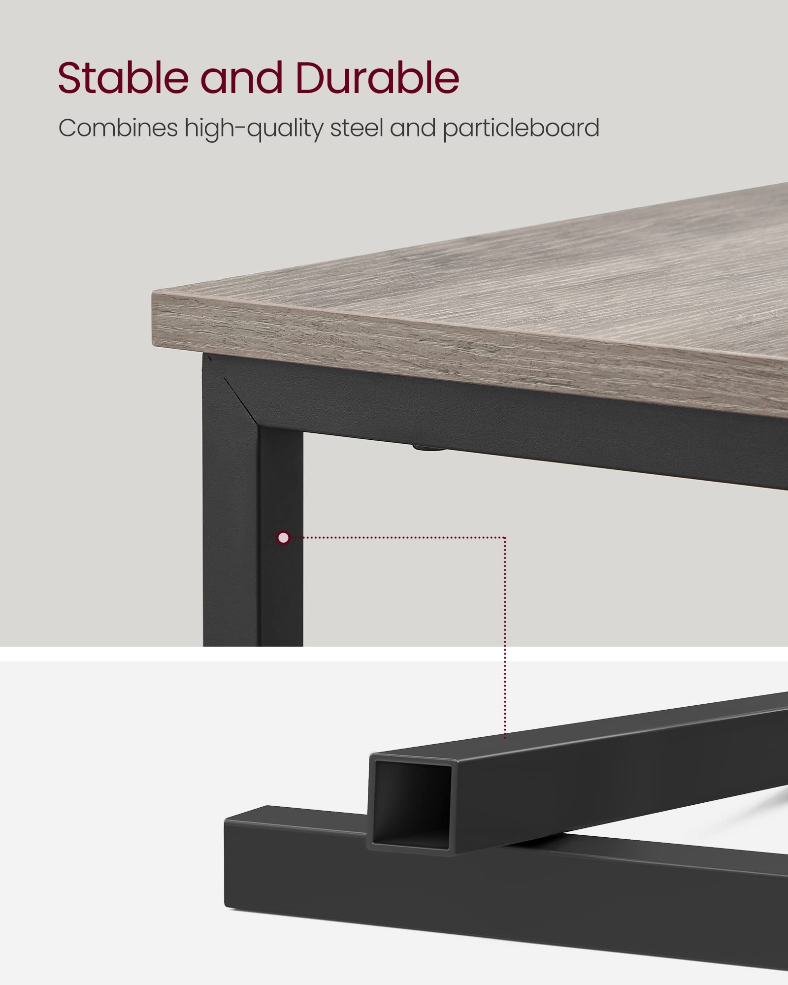 VASAGLE sturdy steel and particleboard construction provides lasting support.