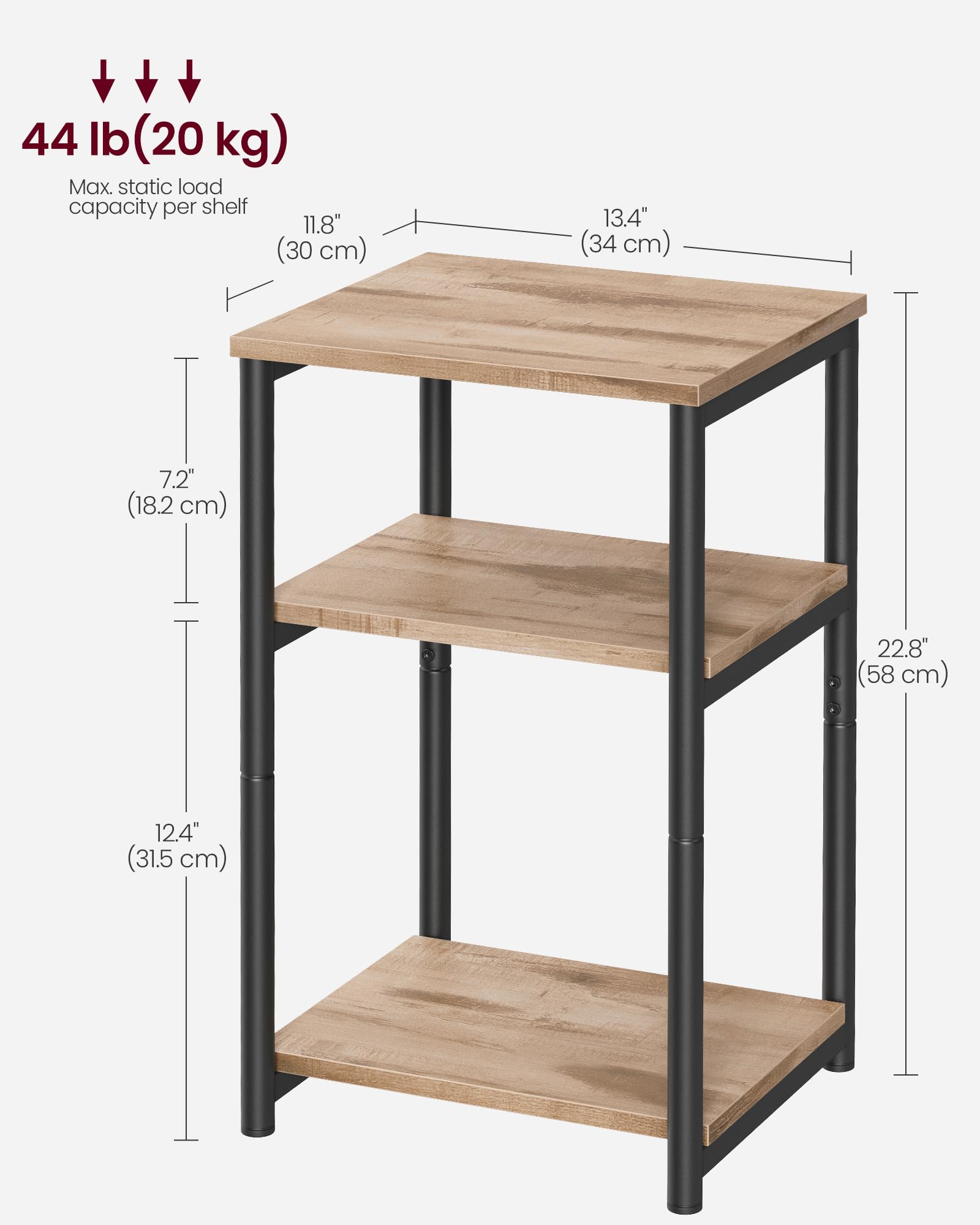 VASAGLE table built on particleboard with steel frame for stability