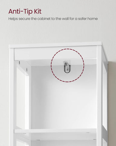VASAGLE tall freestanding cabinet reaches 55.7 inches for extra vertical storage.