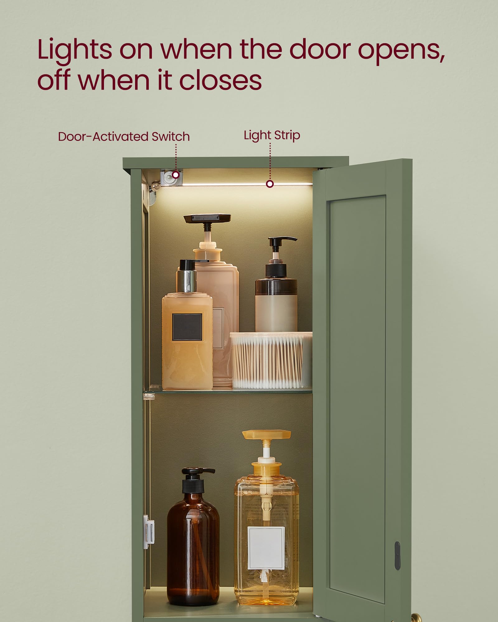 VASAGLE cabinet doors opened left or right for versatile placement