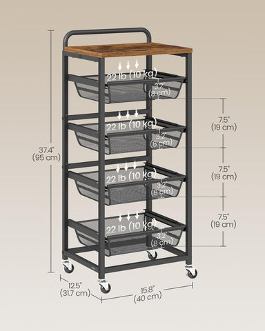 VASAGLE top surface supports lightweight appliances or decor.