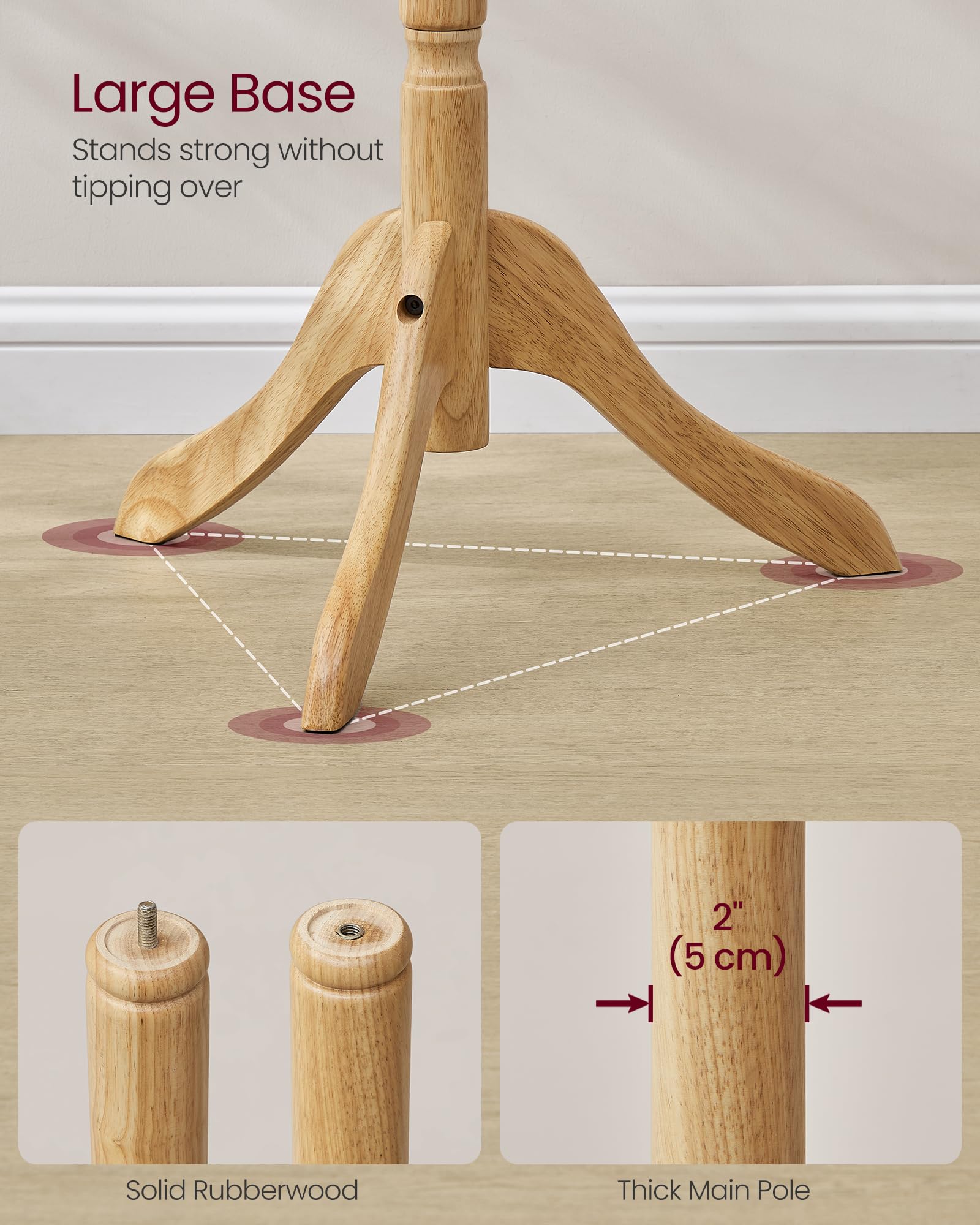 VASAGLE tri-legged base provides sturdy freestanding support