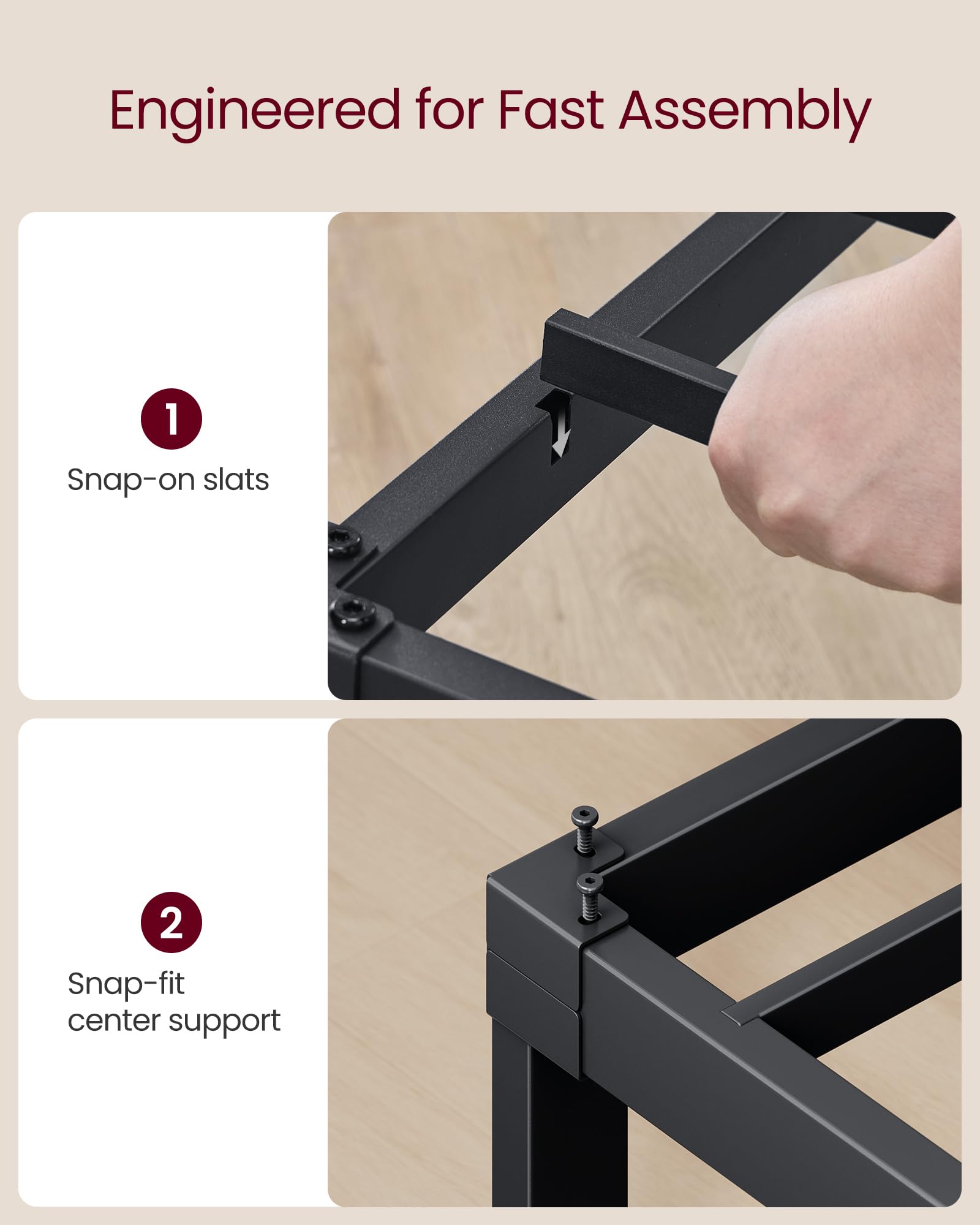 VASAGLE twin metal bed frame featuring quick assembly for hassle-free setup