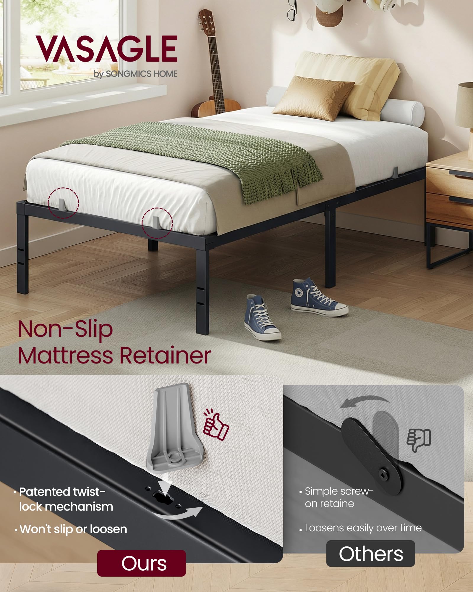 VASAGLE under-bed storage with 16-inch clearance keeps seasonal items neatly out of sight.