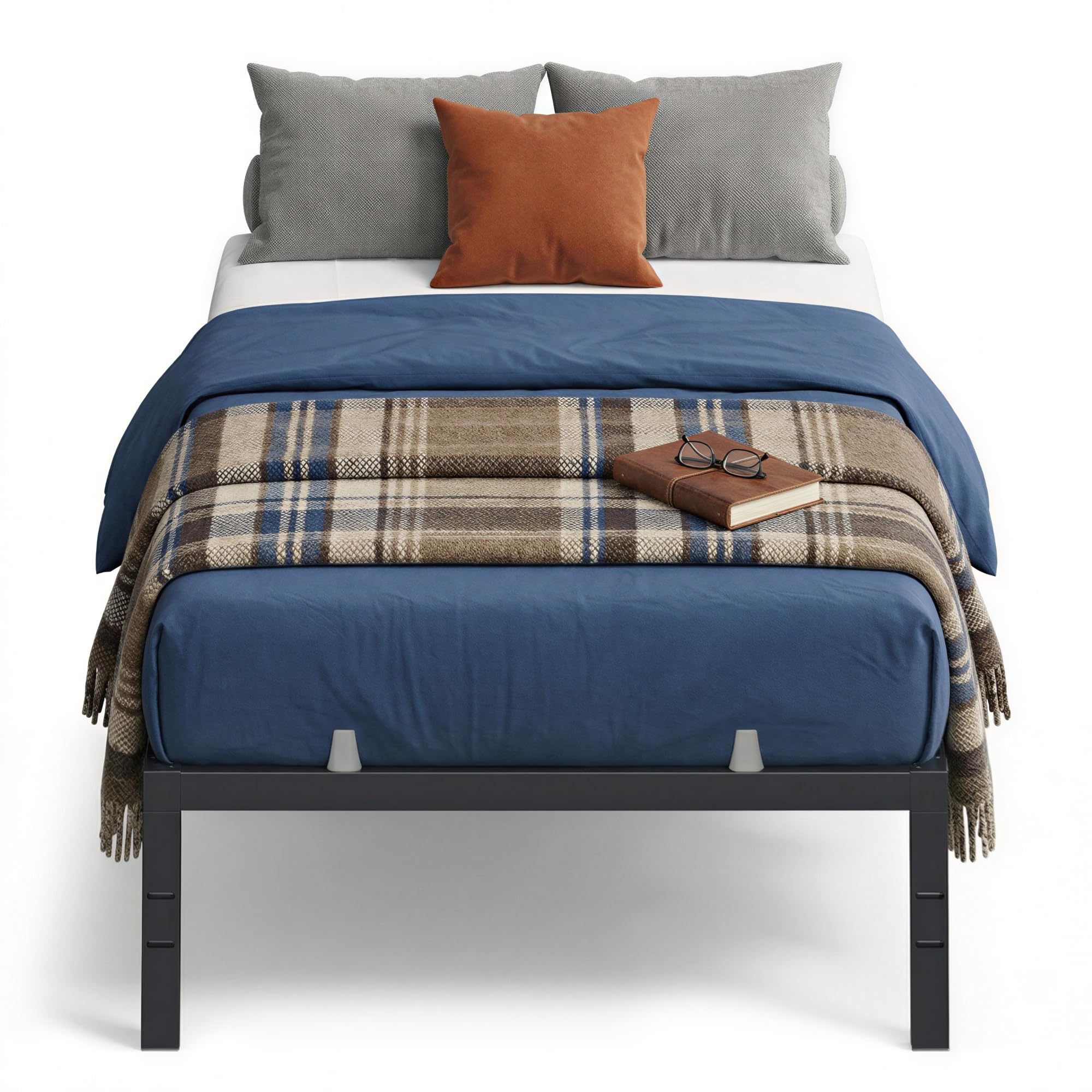 VASAGLE twin metal bed frame with 14in height for under-bed storage