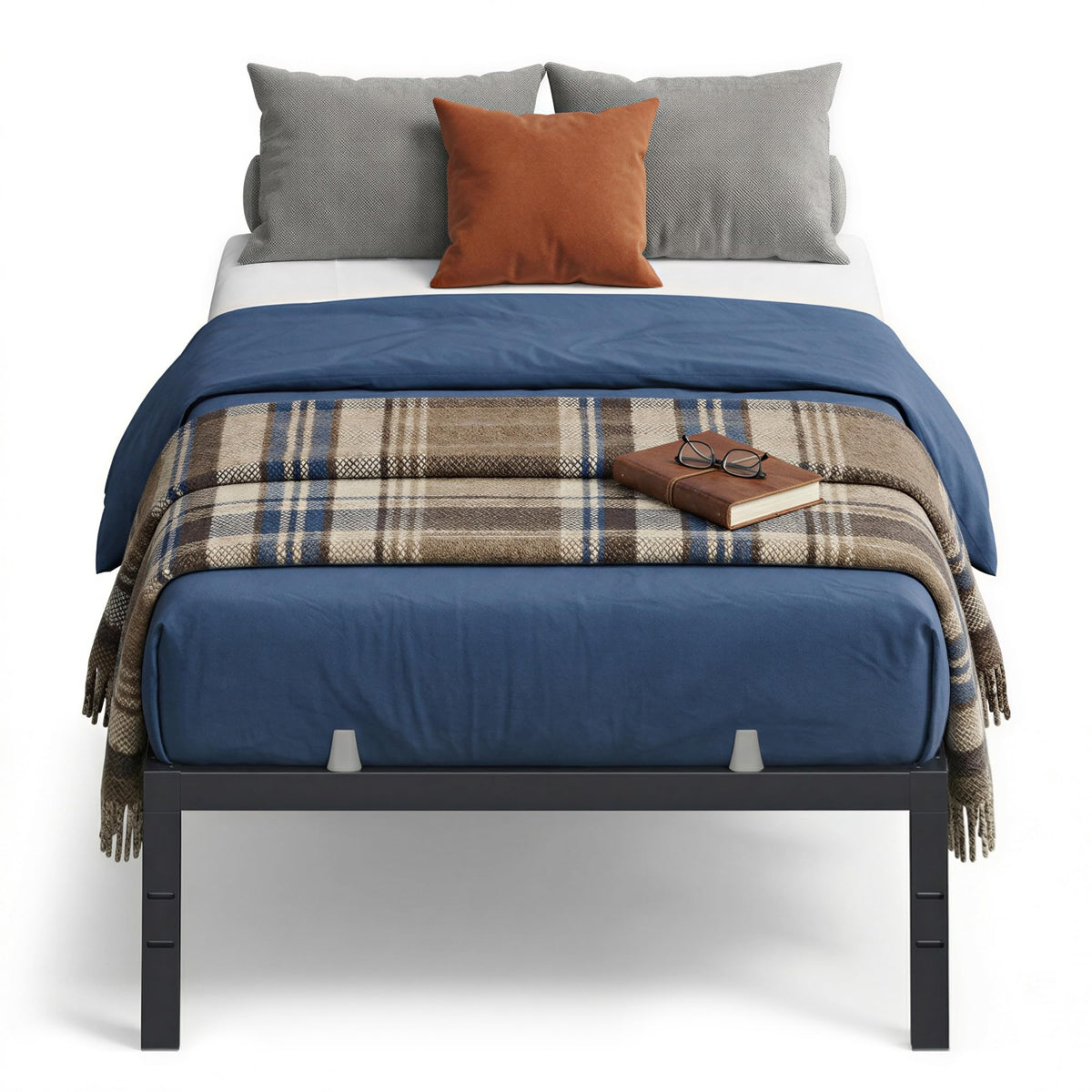 VASAGLE twin metal bed frame with 14in height for under-bed storage