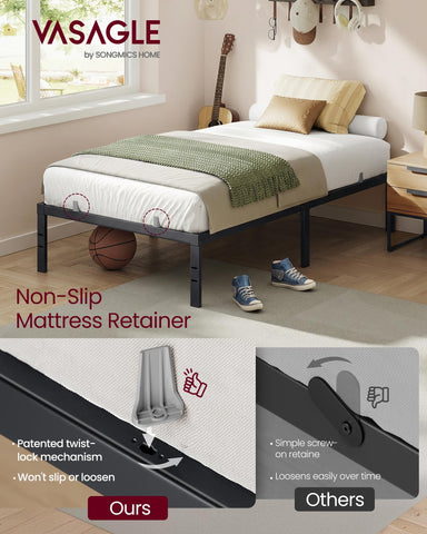 VASAGLE twin metal bed frame under-bed storage ready for seasonal items