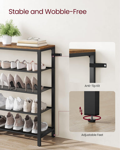 VASAGLE ULBS15BX industrial style meets practical storage in entryways.