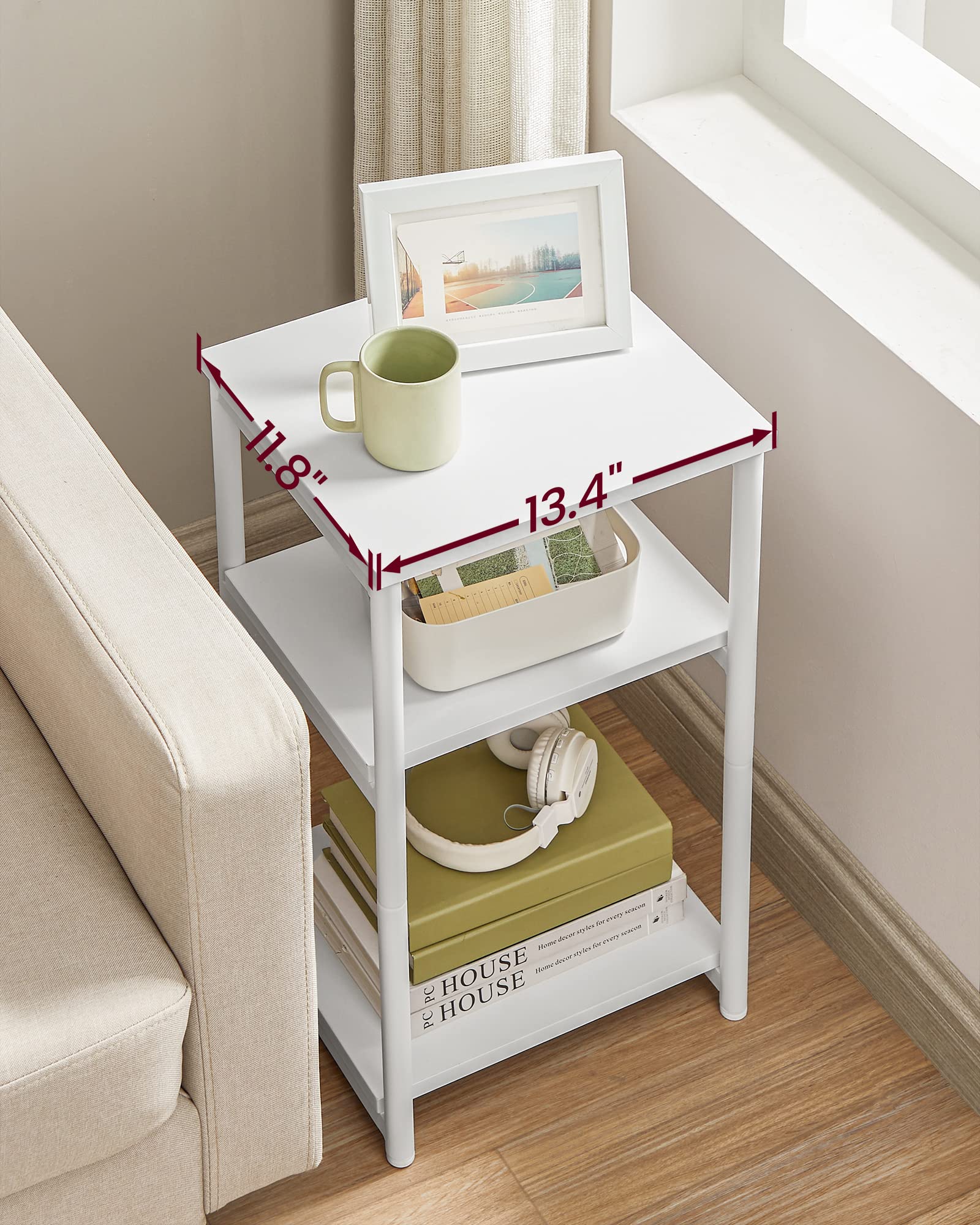 VASAGLE ULET273W14 fits small spaces while offering versatile storage options.