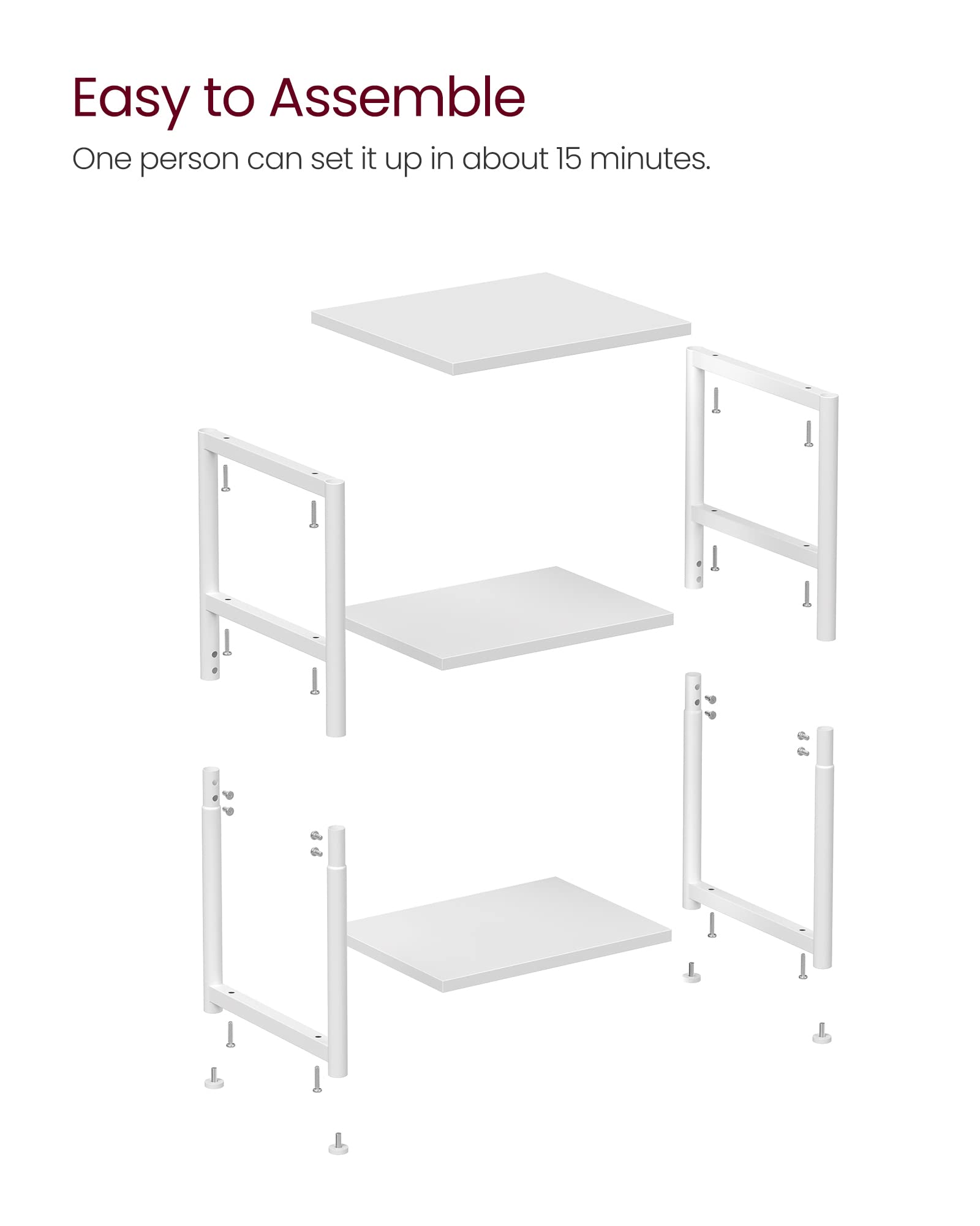 VASAGLE ULET273W14 sturdy steel-frame construction supports everyday items securely.