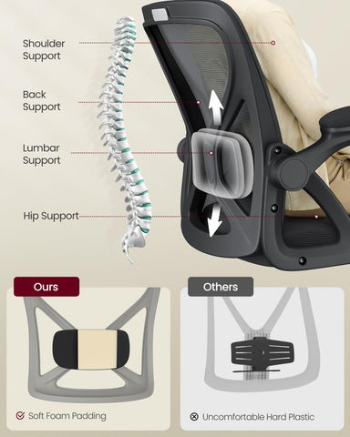 VASAGLE chair height and tilt adjustments for a customized fit