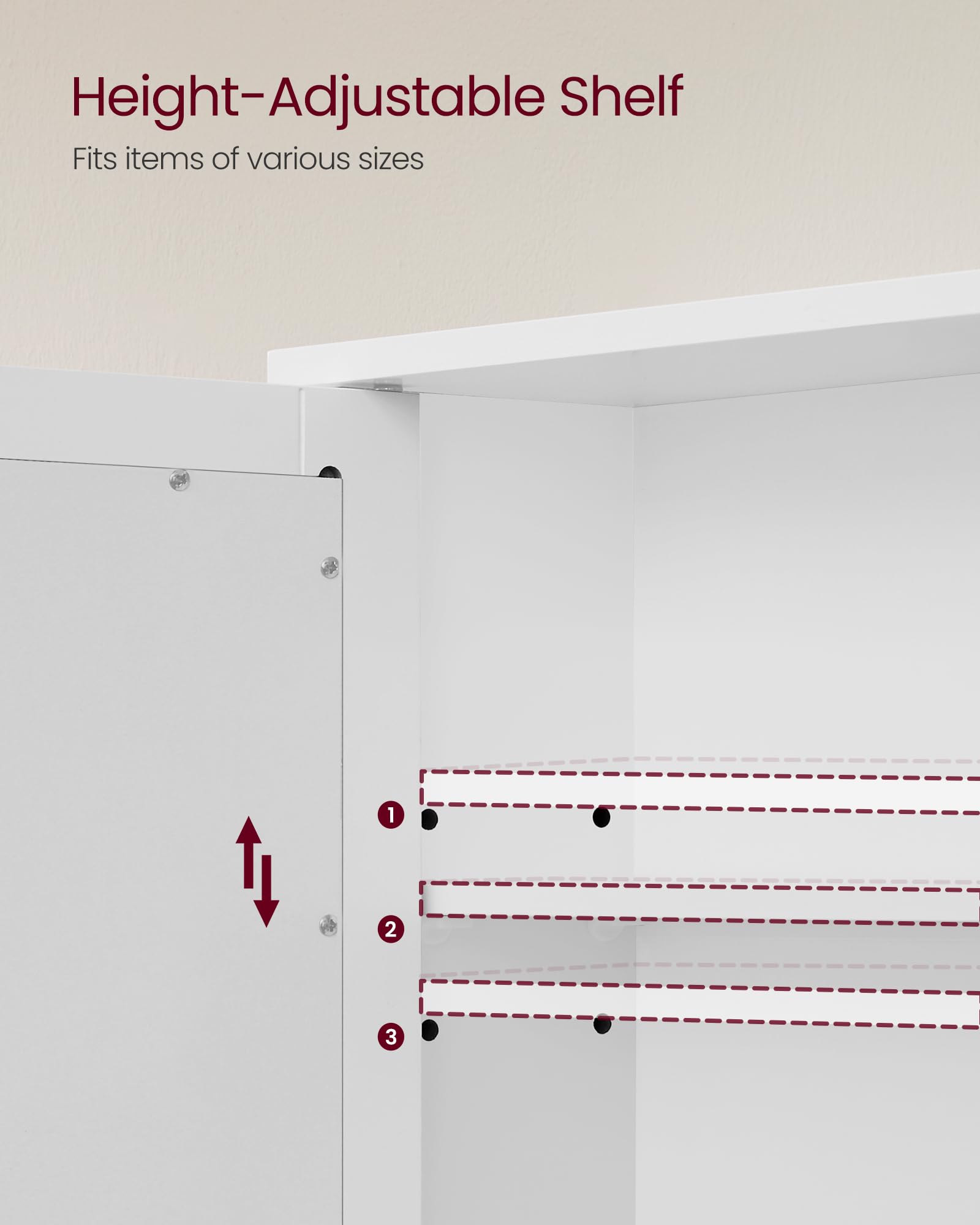 VASAGLE wall-mounted cabinet open compartment for quick access to essentials