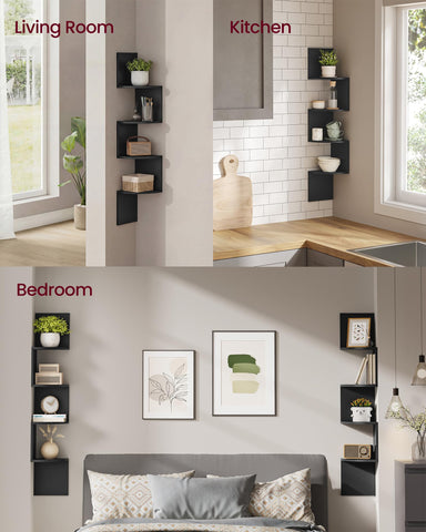 VASAGLE wall-mounted plant shelves ink black ready for plants and decor