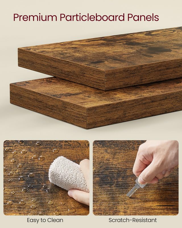 VASAGLE wall-mounted shelf close-up highlights durable materials