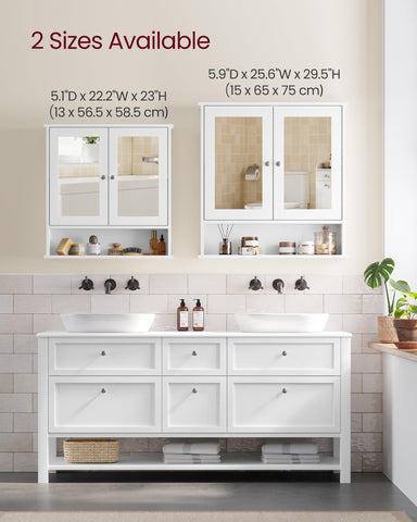 VASAGLE white finish mirror cabinet ideal for compact bathrooms