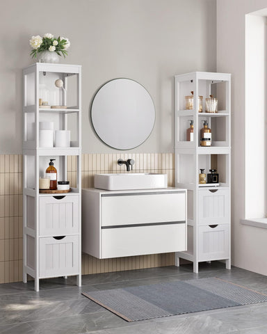 VASAGLE white wood finish cabinet blends with modern interiors and practical storage.