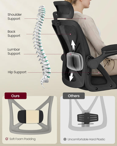 VASAGLE wide seat cushion provides comfortable support for extended seating.