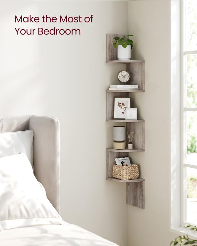 VASAGLE zigzag design corner shelf ideal for living room decor