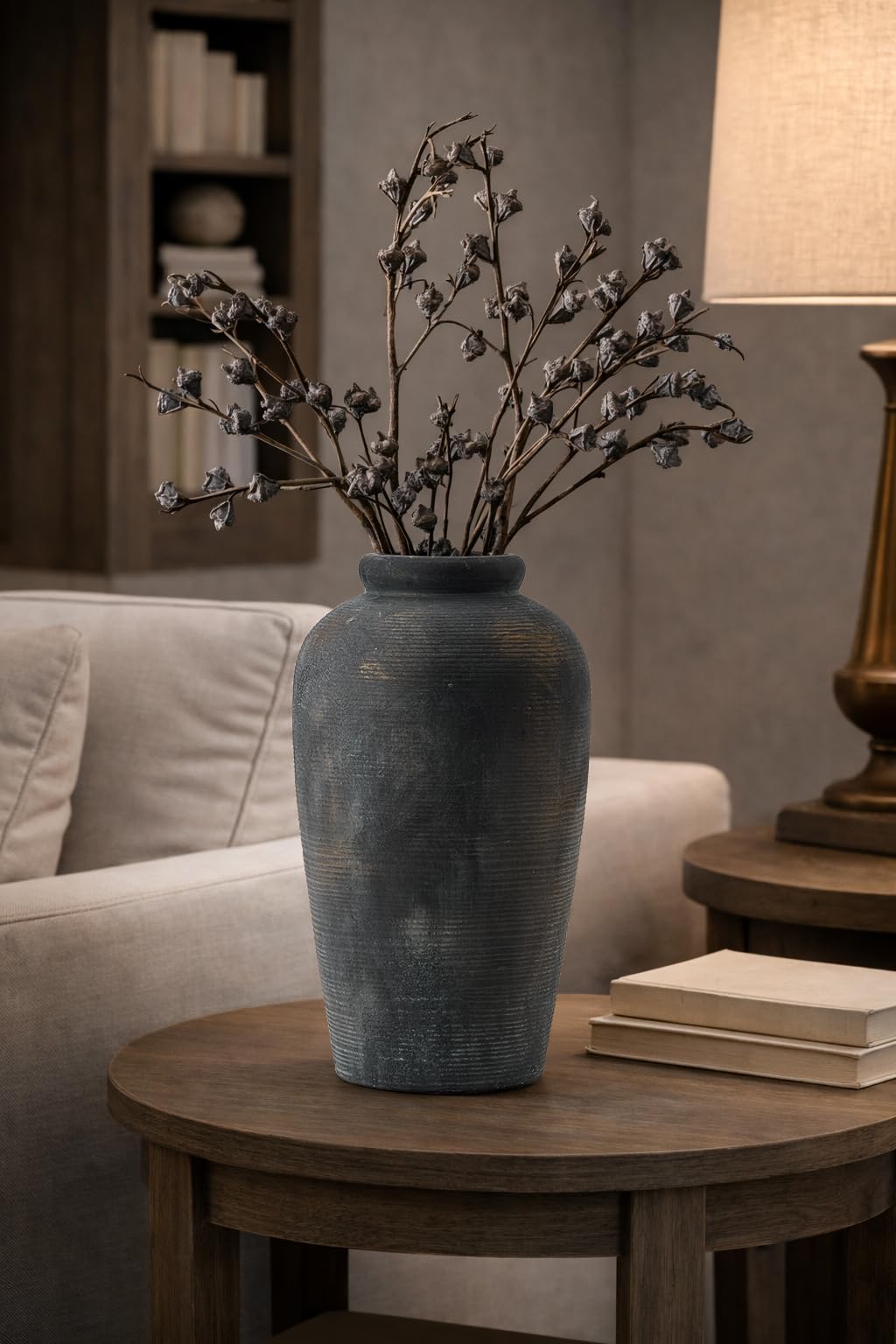 Vaseking dried bouquet vase in terra cotta hues fits rustic themes.