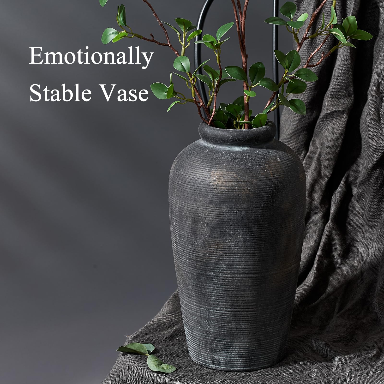 Vaseking farmhouse decor vase, 11-inch tall, blends with rustic interiors.