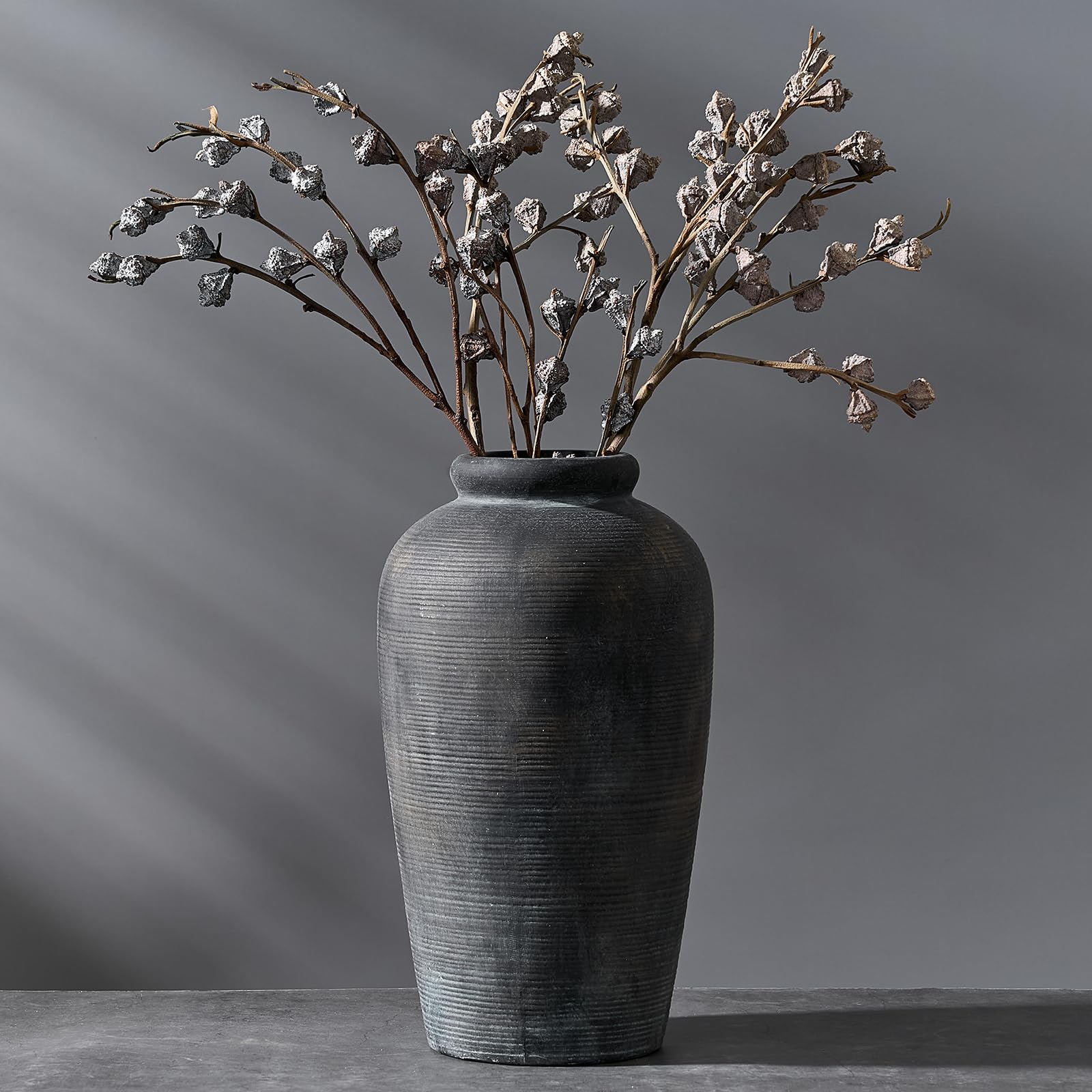 Vaseking large ceramic rustic vase, 11-inch height, ideal for statement floral displays.