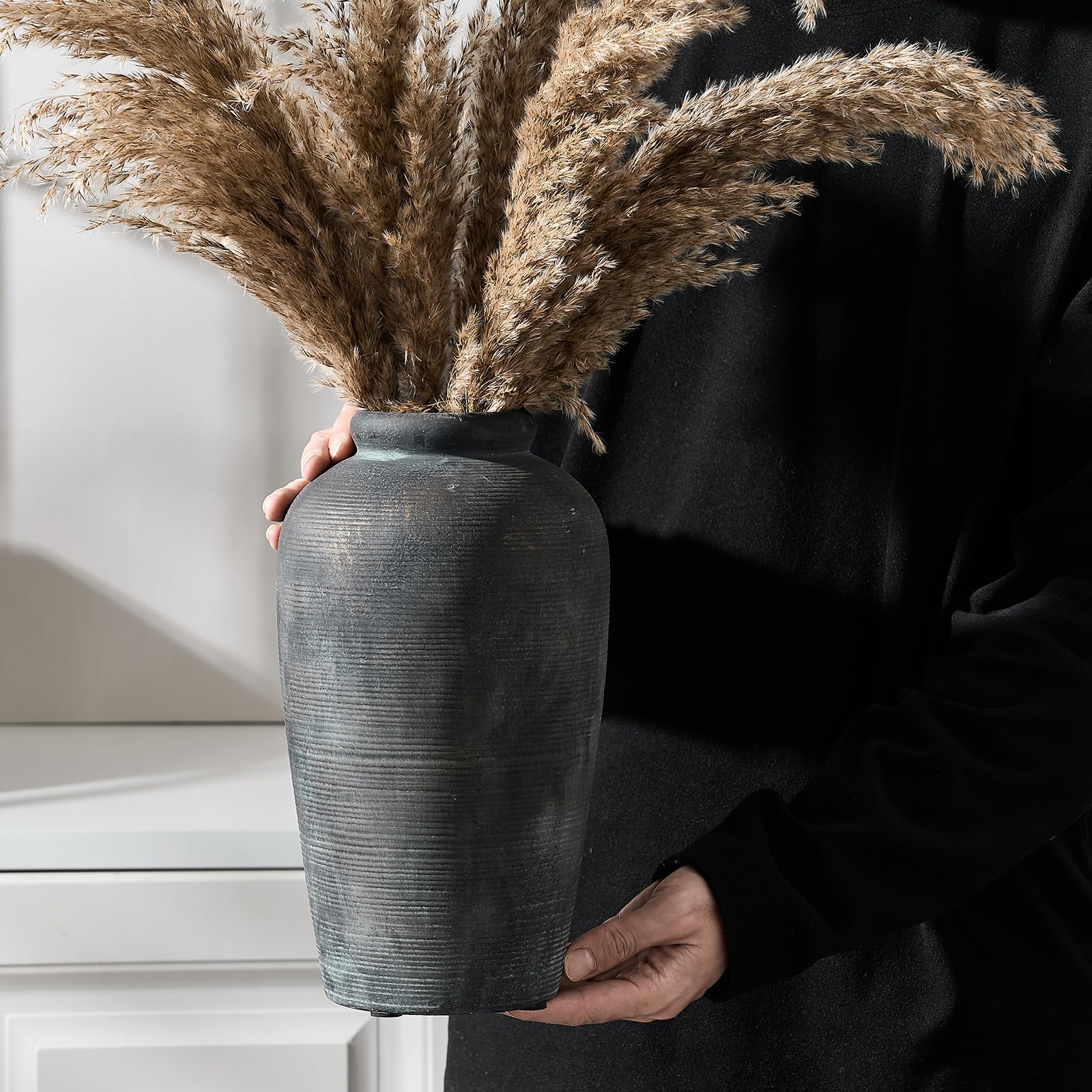 Vaseking living room ceramic vase for shelf styling and centerpiece ideas.