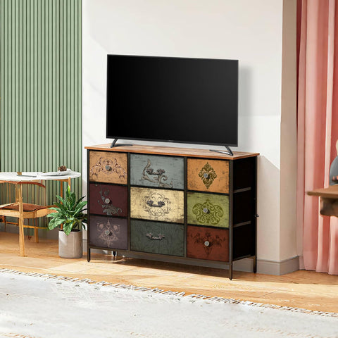 VASICAR colorful-pattern dresser adds a bright focal point to any room.