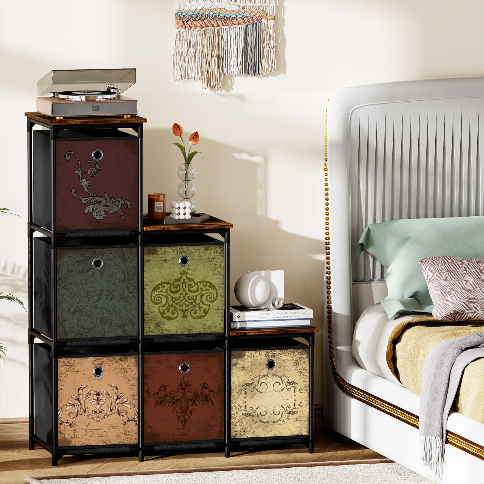 Vasicar floral-patterned fabric dresser blends with different home styles