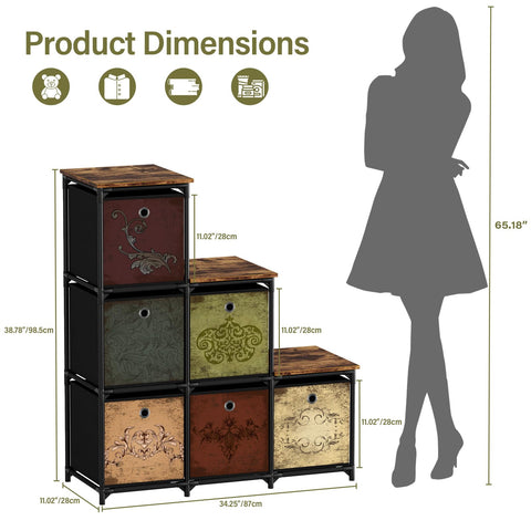 Vasicar small dresser nightstand with six fabric drawers for compact organization