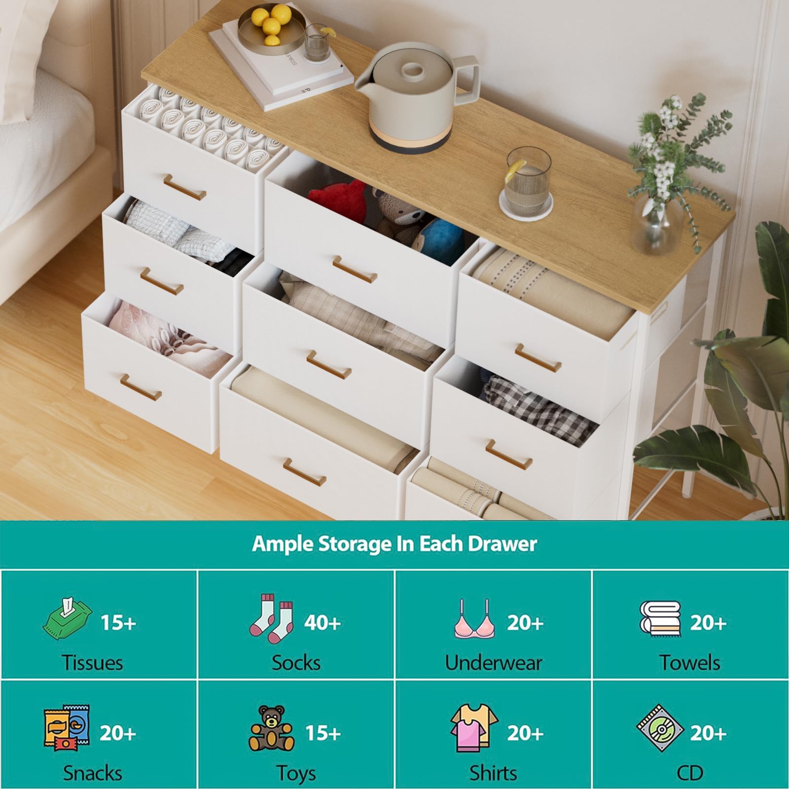 VASICAR wide TV stand assembly guide indicating simple, quick setup