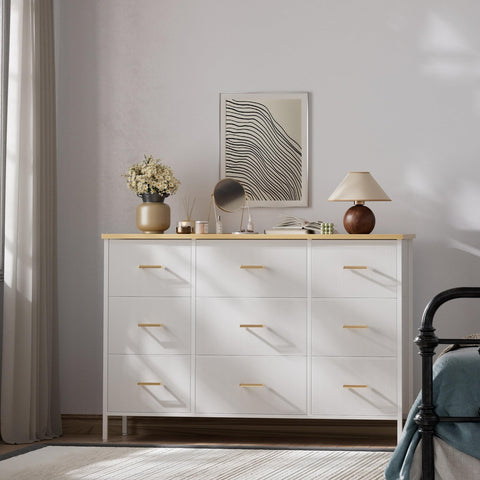 VASICAR wide TV stand bedroom storage demonstrating clothes organization