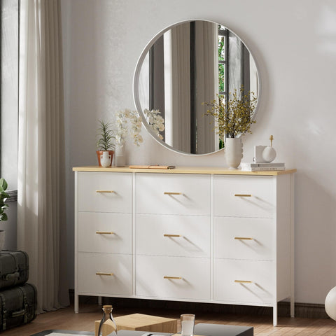 VASICAR wide TV stand drawer close-up highlighting sturdy construction and deep storage